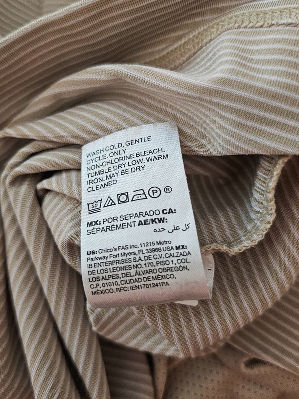 Chico’s Zenergy Striped Skort Size 3 Beige White Pull-On Athletic Skirt Shorts - Picture 7 of 9